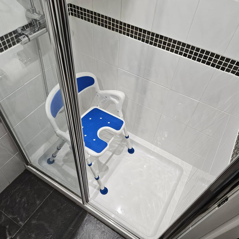 Deluxe Shower Chair Folding Wetroom Bathroom Seat Adjustable