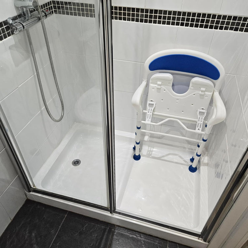 Deluxe Shower Chair Folding Wetroom Bathroom Seat Adjustable