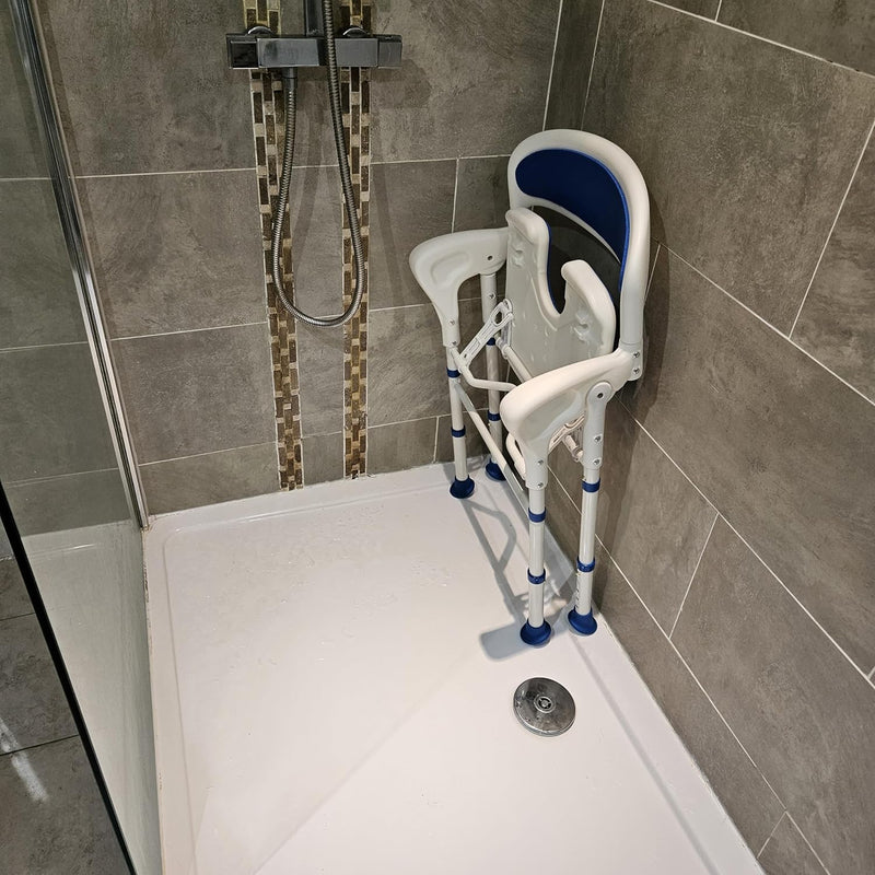 Deluxe Shower Chair Folding Wetroom Bathroom Seat Adjustable
