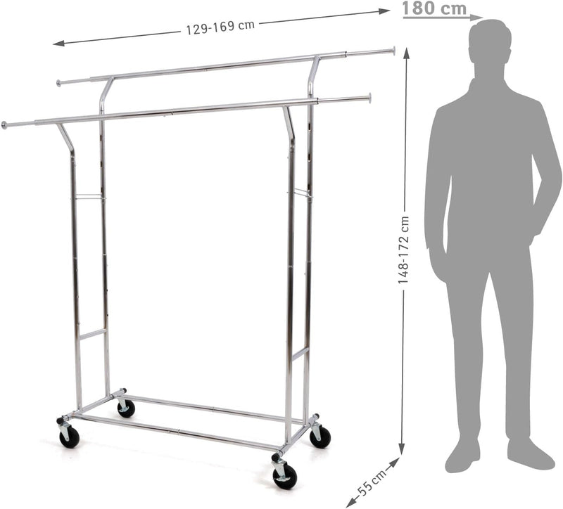 Denver Heavy Duty Double Clothes Rail on Wheels