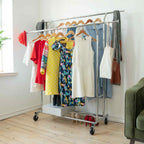 Denver Heavy Duty Double Clothes Rail on Wheels