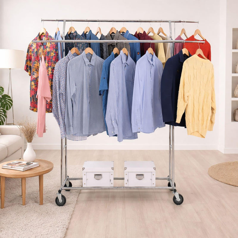 Denver Heavy Duty Double Clothes Rail on Wheels