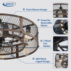 Depuley Caged Ceiling Fan with Light: 20 Inch
