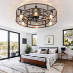 Depuley Caged Ceiling Fan with Light: 20 Inch