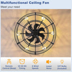 Depuley Caged Ceiling Fan with Light: 20 Inch