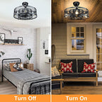 Depuley Caged Ceiling Fan with Light: 20 Inch