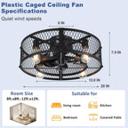Depuley Caged Ceiling Fan with Light: 20 Inch