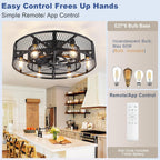 Depuley Caged Ceiling Fan with Light: 20 Inch