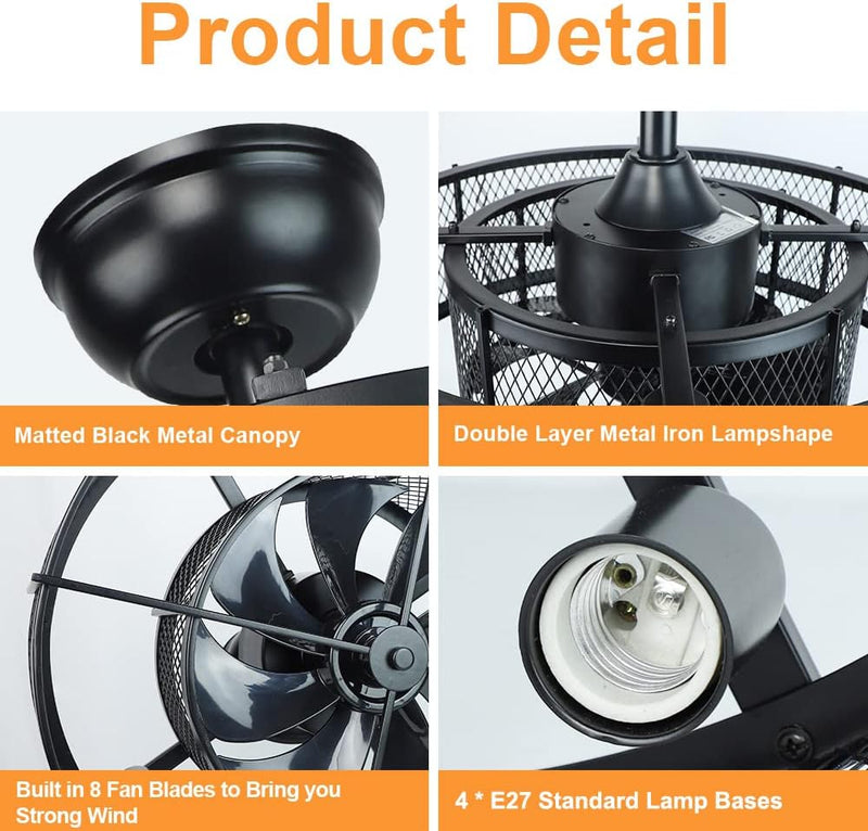 Ceiling Fan with Light: 26 Inch Remote Control