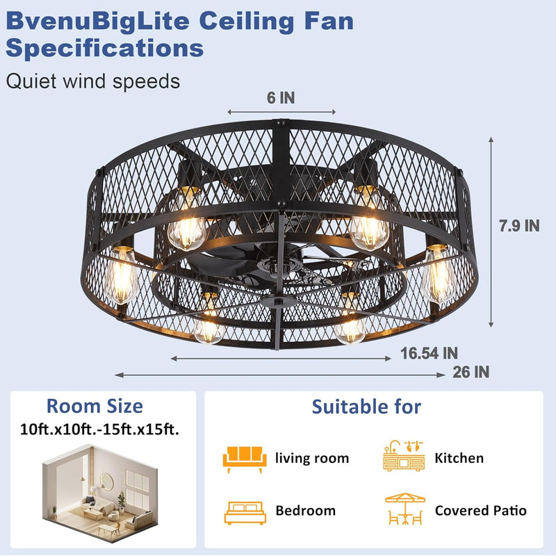 Ceiling Fan with Light: 26 Inch Remote Control
