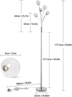 LED Floor Lamp with Frosted Glass Globe 3000K