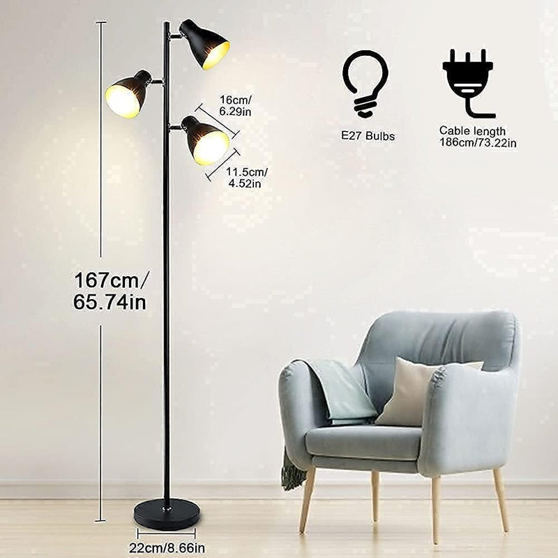 LED Floor Lamp with Frosted Glass Globe 3000K