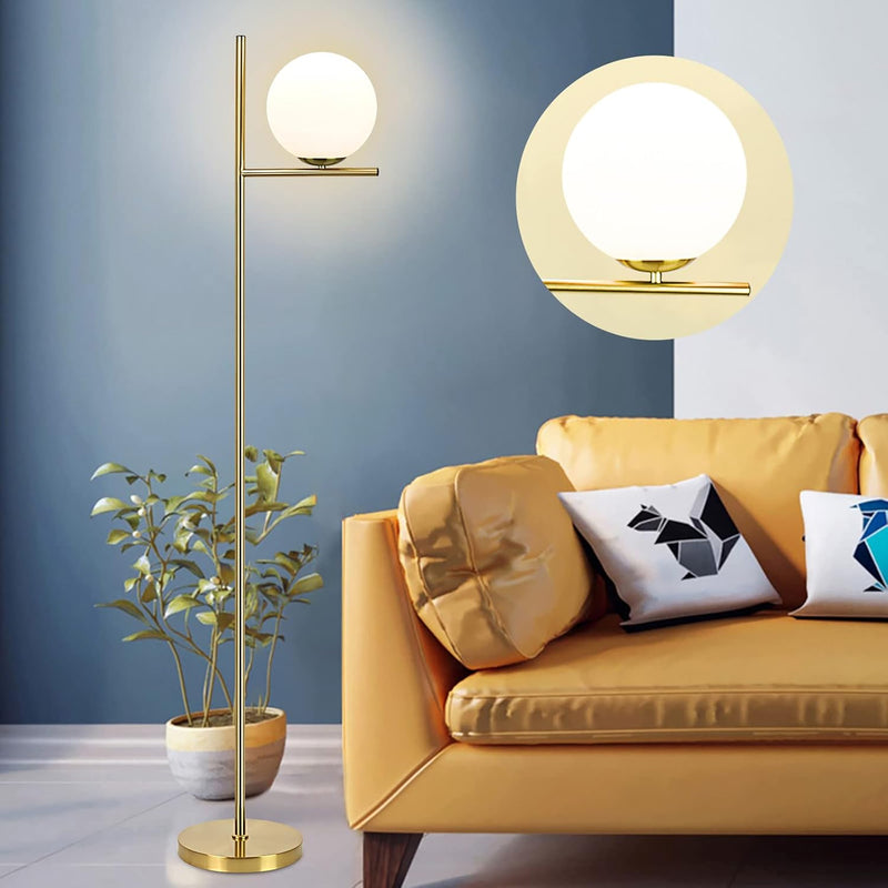 LED Floor Lamp with Frosted Glass Globe 3000K