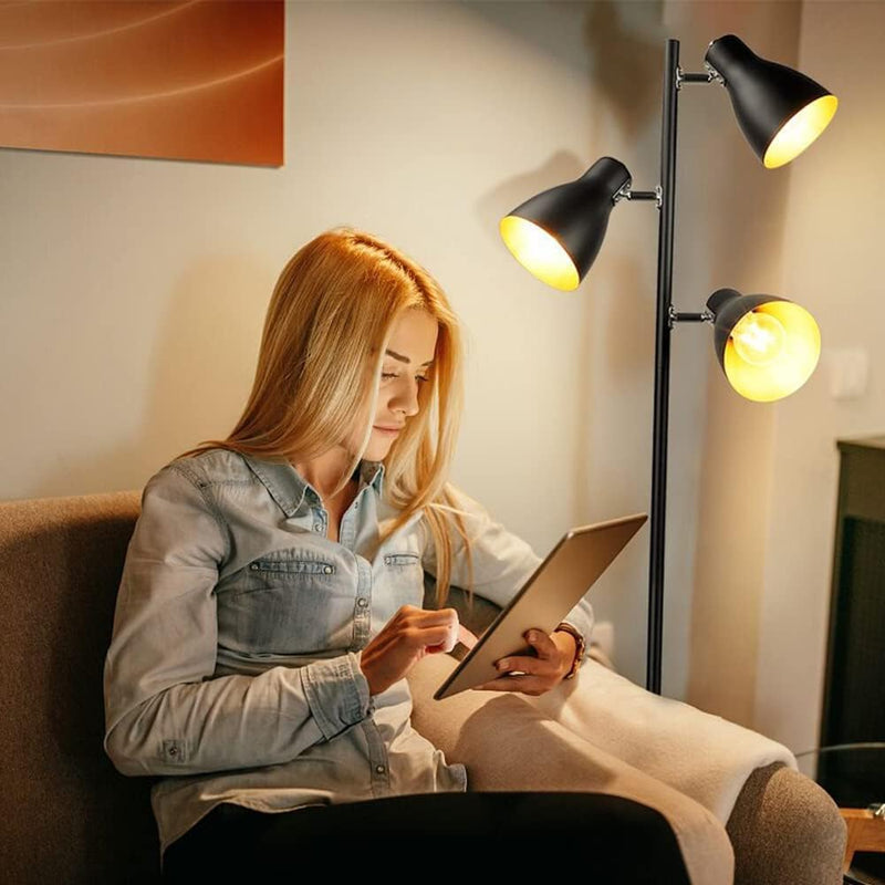 LED Floor Lamp with Frosted Glass Globe 3000K