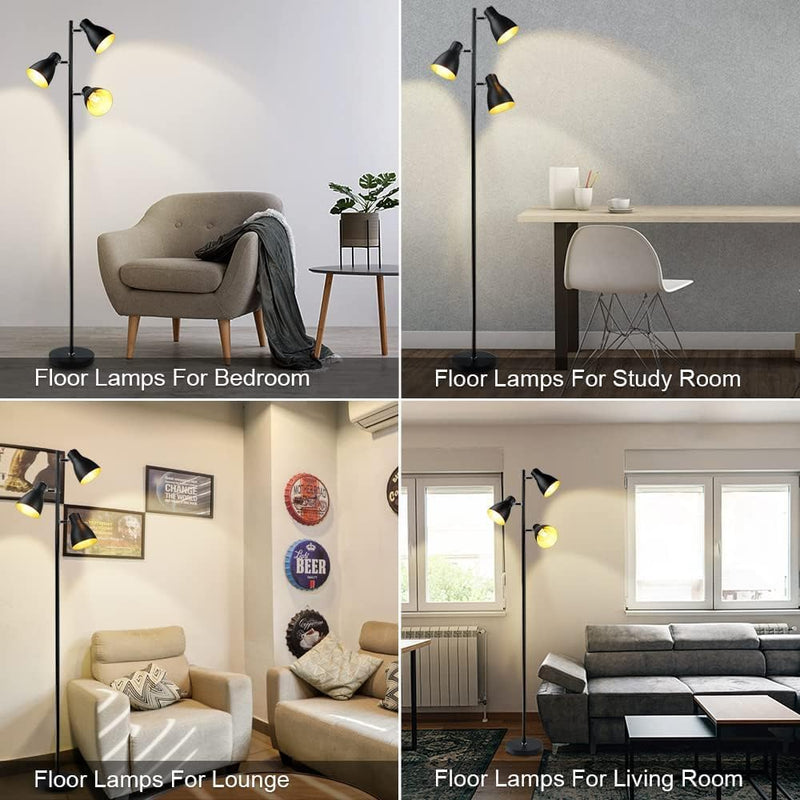 LED Floor Lamp with Frosted Glass Globe 3000K