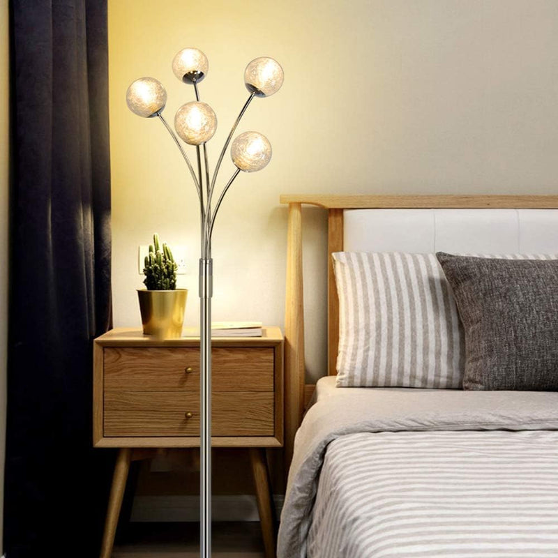 LED Floor Lamp with Frosted Glass Globe 3000K