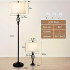 LED Floor Lamp with Frosted Glass Globe 3000K
