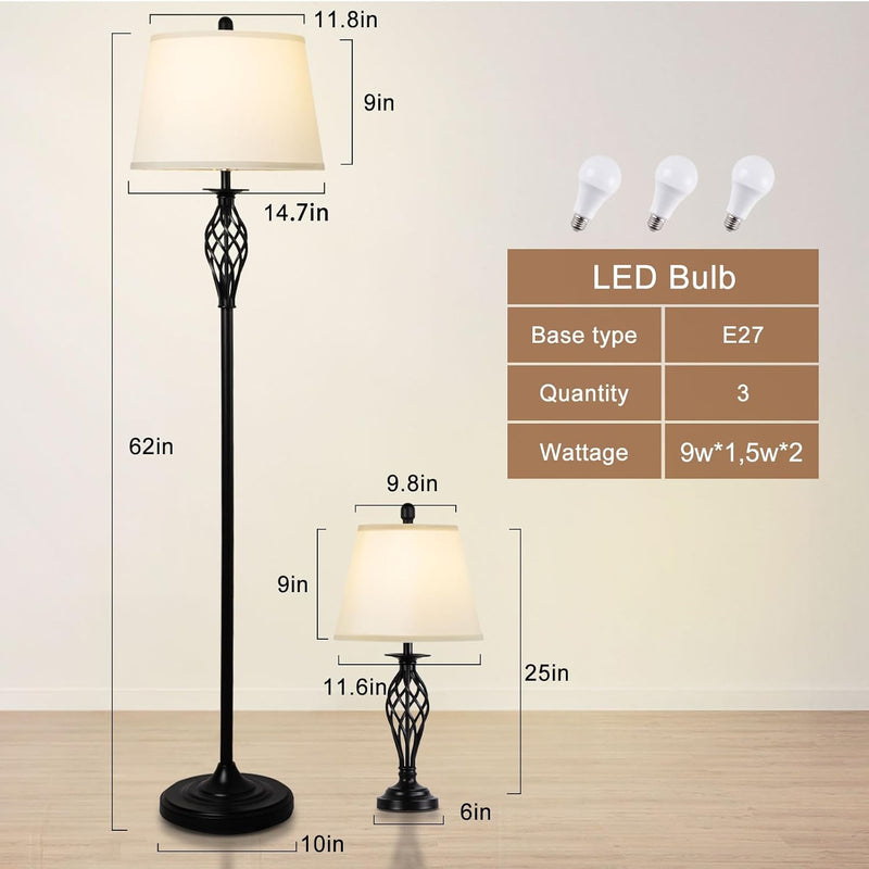 LED Floor Lamp with Frosted Glass Globe 3000K