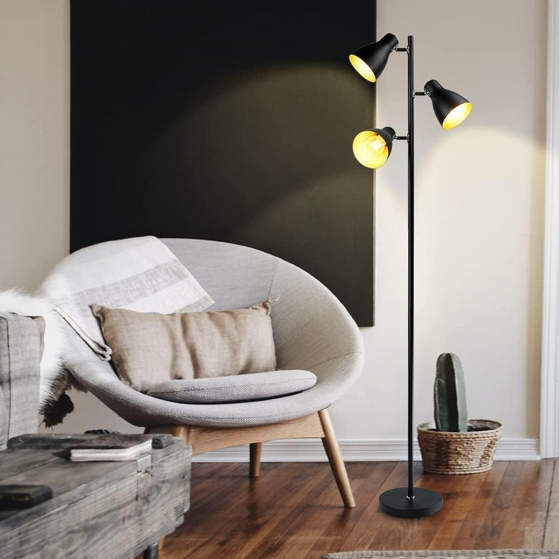 LED Floor Lamp with Frosted Glass Globe 3000K