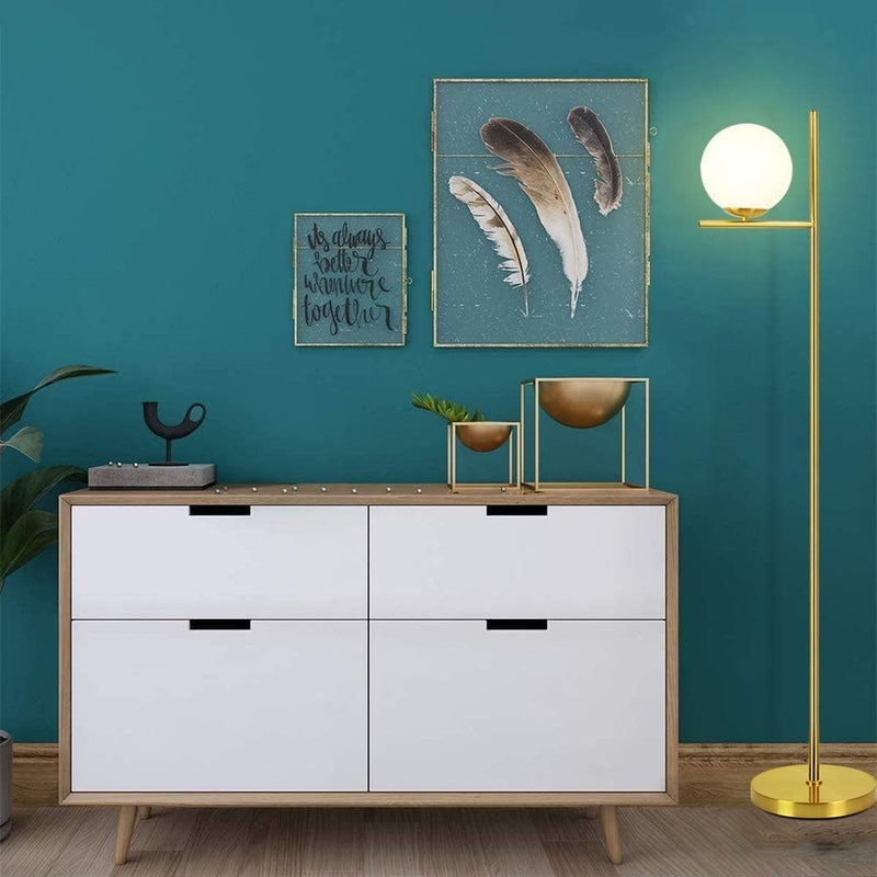 LED Floor Lamp with Frosted Glass Globe 3000K