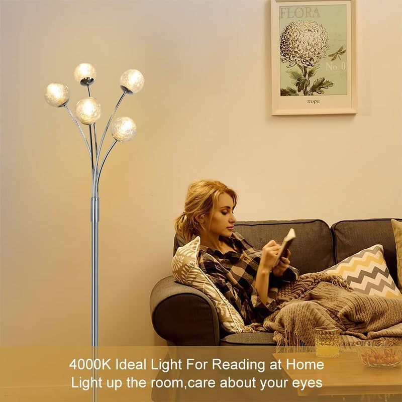 LED Floor Lamp with Frosted Glass Globe 3000K