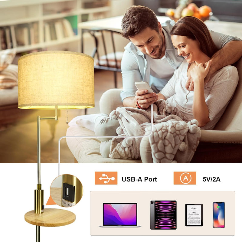 LED Floor Lamp with Frosted Glass Globe 3000K