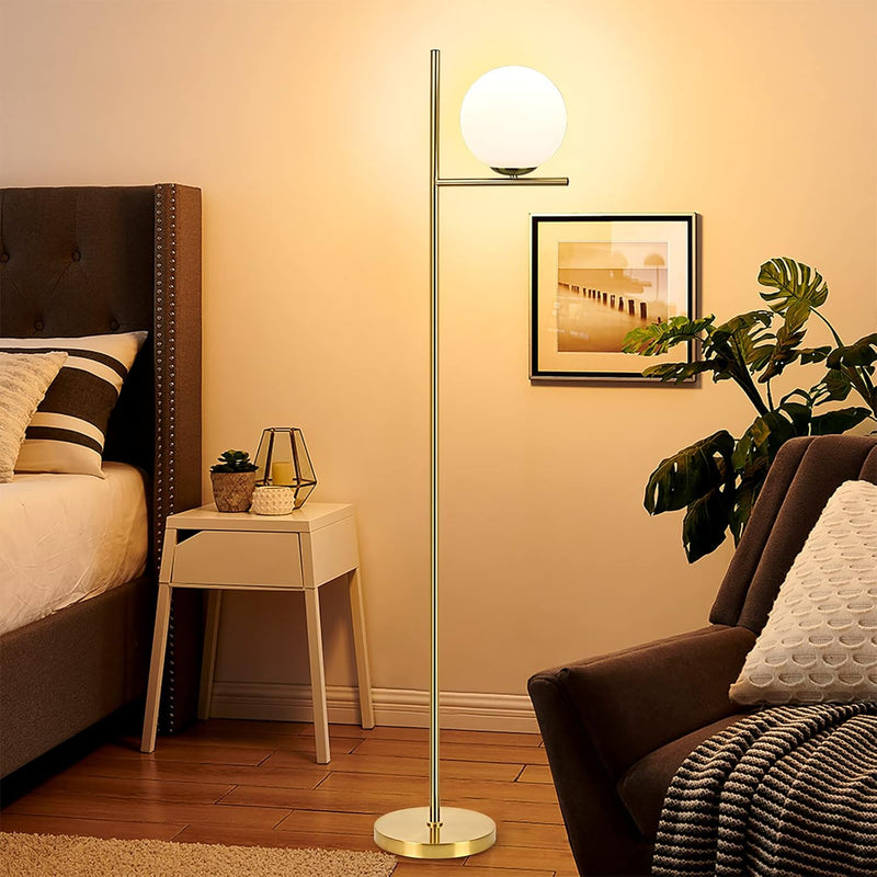 LED Floor Lamp with Frosted Glass Globe 3000K