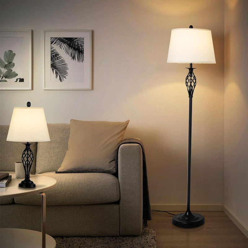 LED Floor Lamp with Frosted Glass Globe 3000K