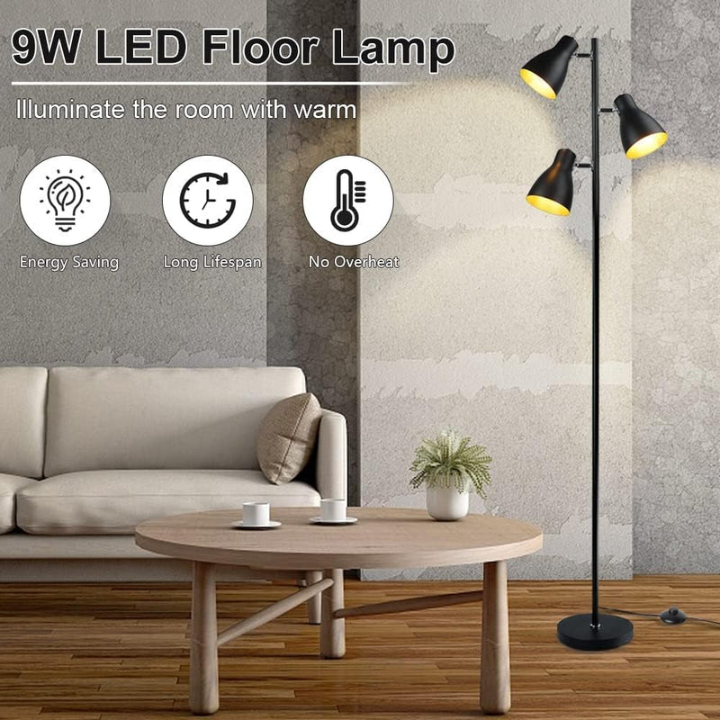 LED Floor Lamp with Frosted Glass Globe 3000K