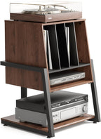 Design Record Player Stand 4-Tier Wooden Shelves Turntable