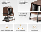 Design Record Player Stand 4-Tier Wooden Shelves Turntable