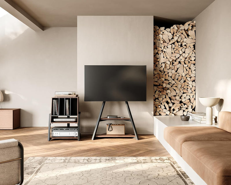 Design Record Player Stand 4-Tier Wooden Shelves Turntable