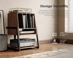 Design Record Player Stand 4-Tier Wooden Shelves Turntable