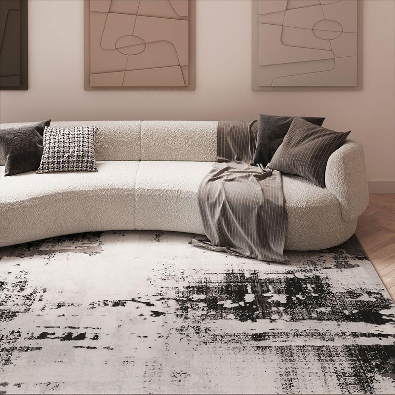 Designer Abstract Painterly Living Room Rug Dense Super