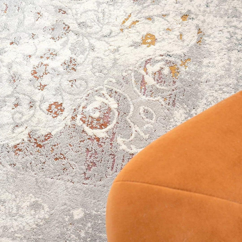 Designer Distressed Classic Floral Medallion Living Room Carpet