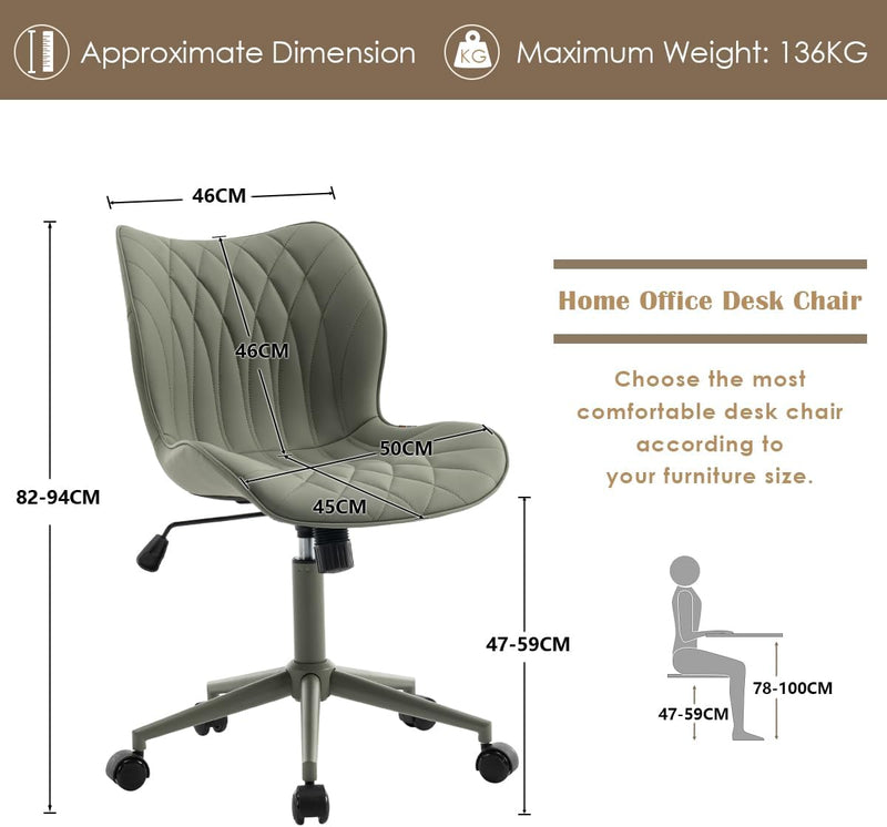 Desk Chair Adjustable Home Office with Wheels