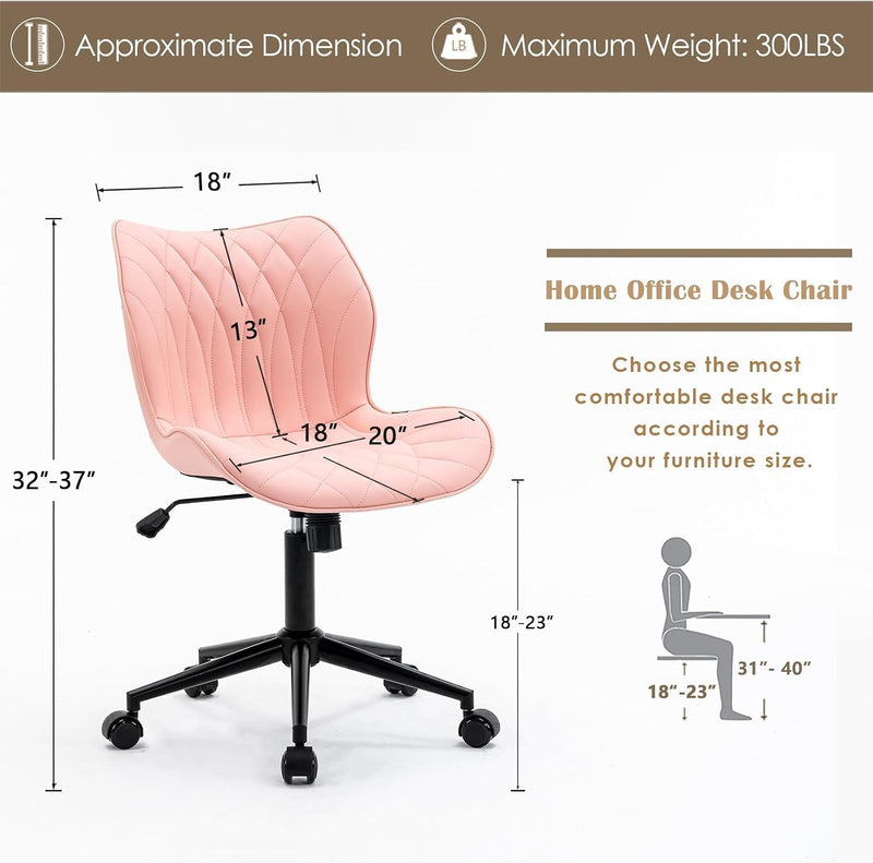 Desk Chair Adjustable Home Office with Wheels PU