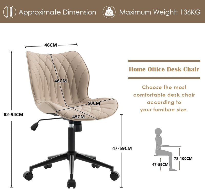 Desk Chair Adjustable Home Office with Wheels