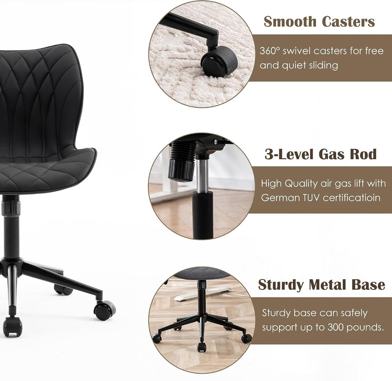 Desk Chair Adjustable Home Office with Wheels PU