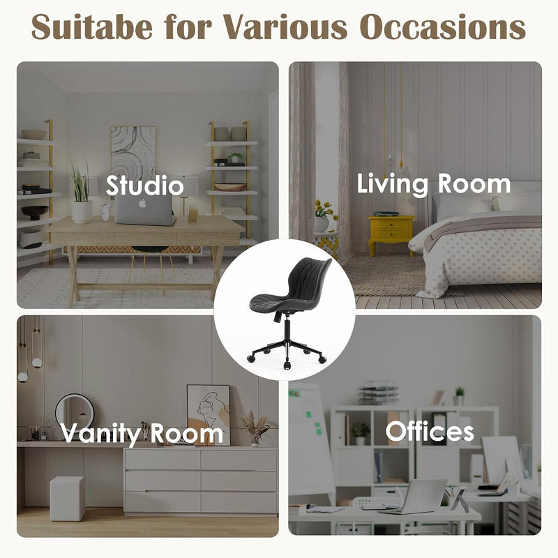 Desk Chair Adjustable Home Office with Wheels PU