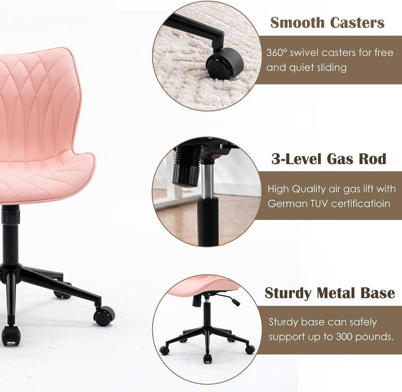 Desk Chair Adjustable Home Office with Wheels PU