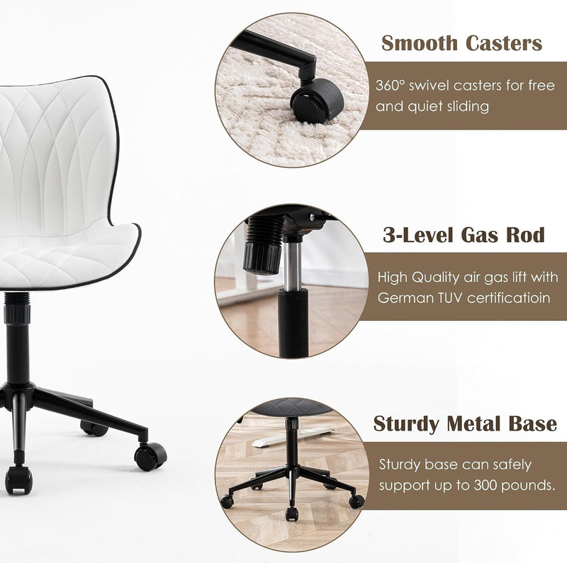 Desk Chair Adjustable Home Office with Wheels PU
