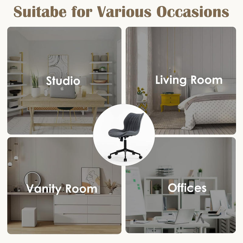 Desk Chair Adjustable Home Office with Wheels PU