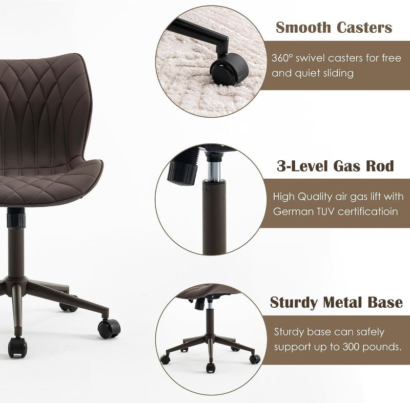Desk Chair Adjustable Home Office with Wheels PU