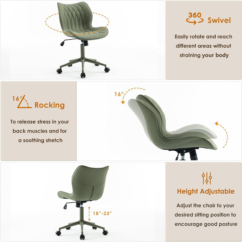 Desk Chair Adjustable Home Office with Wheels