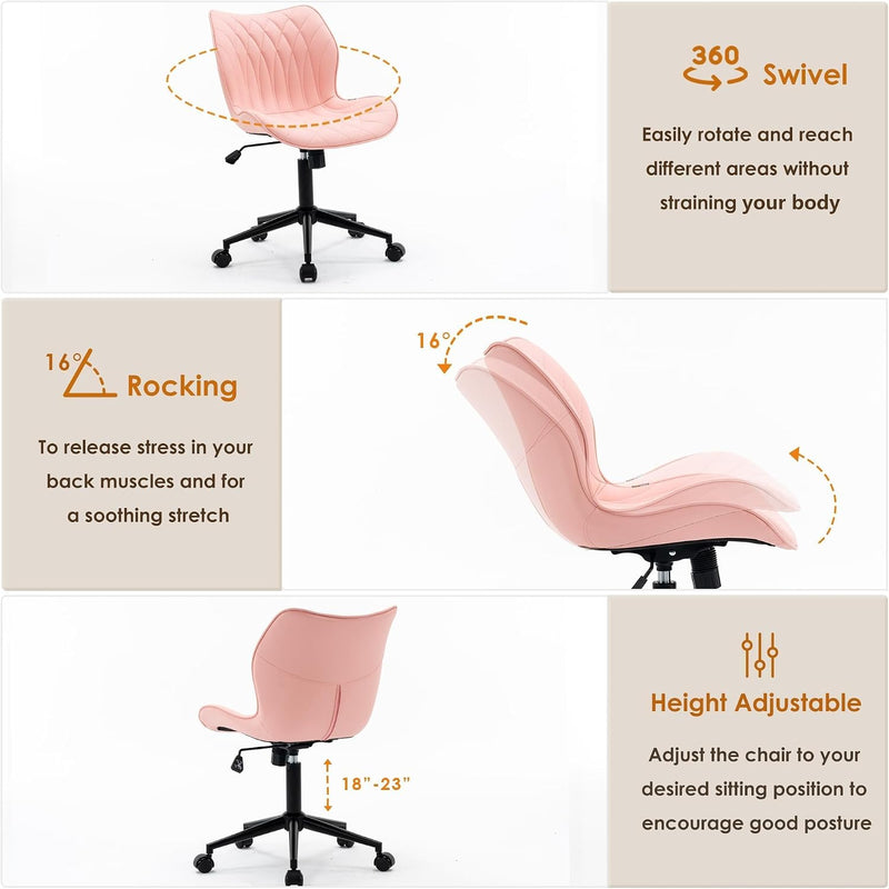 Desk Chair Adjustable Home Office with Wheels PU