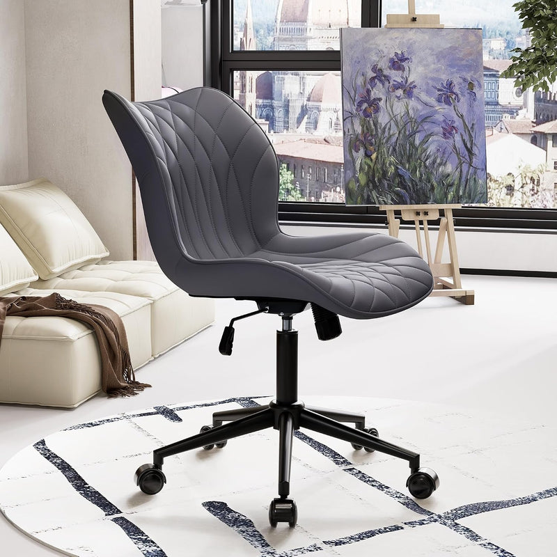 Desk Chair Adjustable Home Office with Wheels PU
