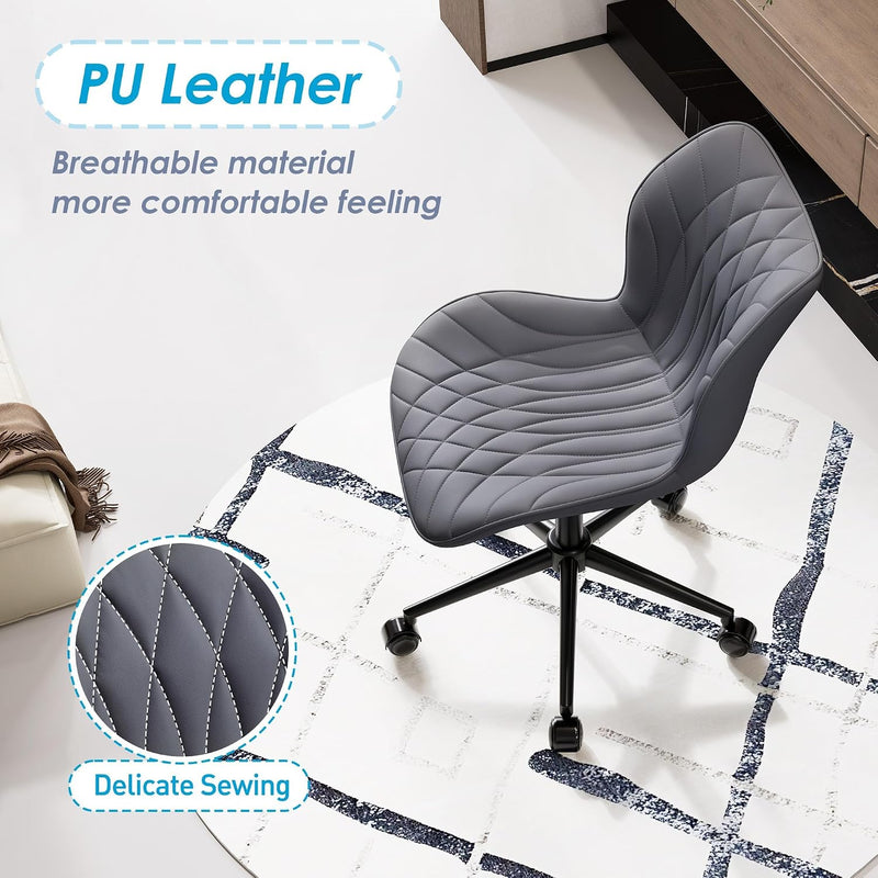 Desk Chair Adjustable Home Office with Wheels PU