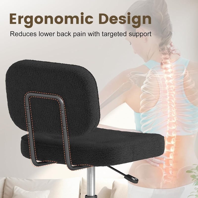 Desk Chair Adjustable Swivel Task Seat Teddy-Fleece
