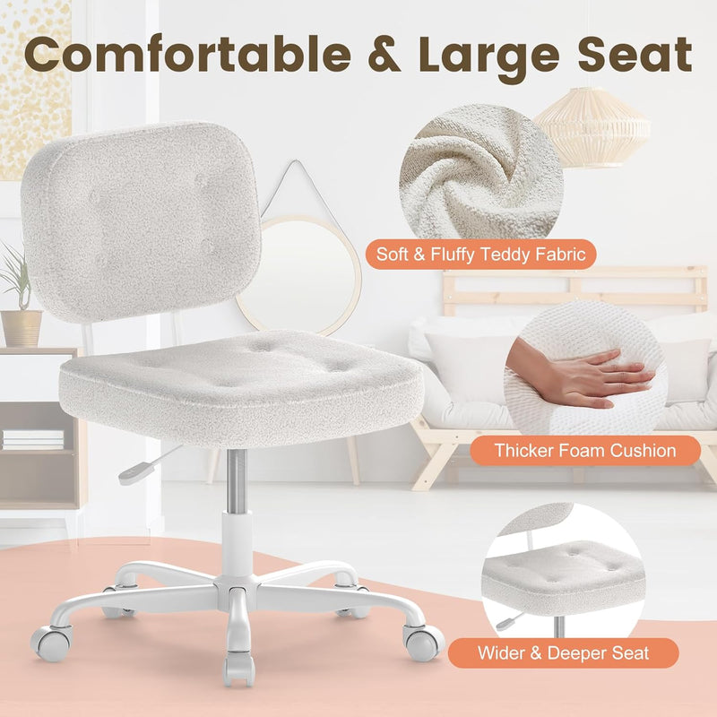 Desk Chair Adjustable Swivel Task Seat Teddy-Fleece